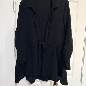 torrid Black Lightweight Open-Front Textured Cardigan Swim Cover Up